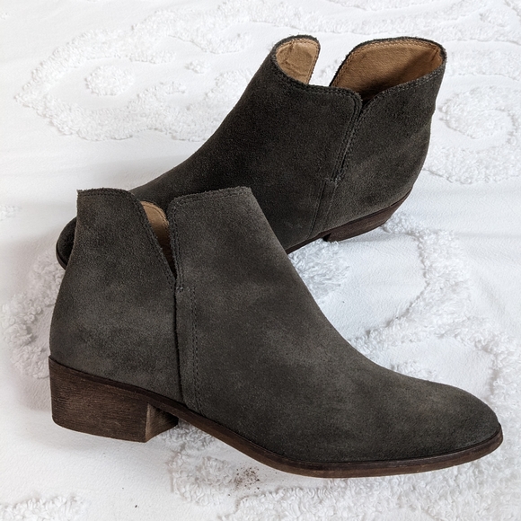 Splendid Smoke Hamptyn Fine Leather Suede Side Zip Ankle Booties - Picture 2 of 15